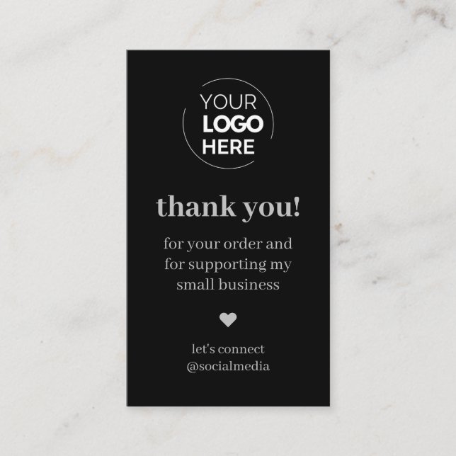 Modern Black Thank You for Shopping Small  Business Card (Front)