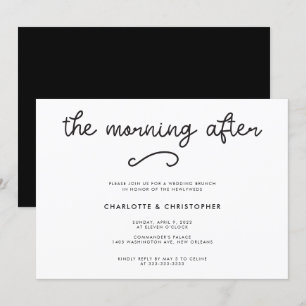 Modern Black The Morning After Post Wedding Invitation