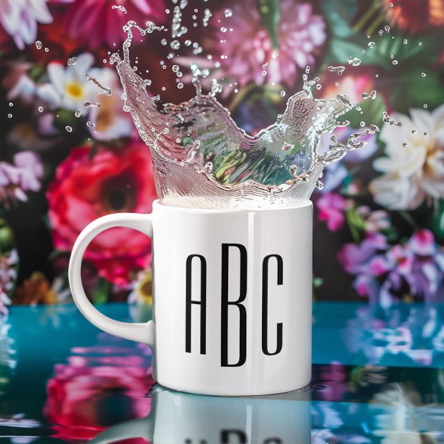 Modern Black Three Letter Monogram Coffee Mug (Modern Black Three Letter Monogram Coffee Mug)