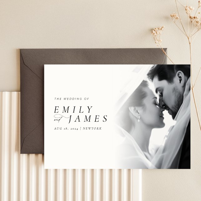 Modern Black Tie Luxury Photo Wedding Invitation (Creator Uploaded)