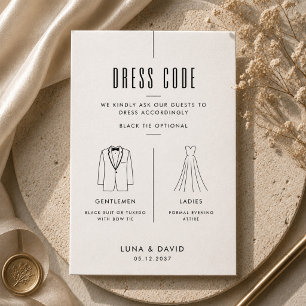 Modern Black Tie Optional Guest Attire Enclosure Card