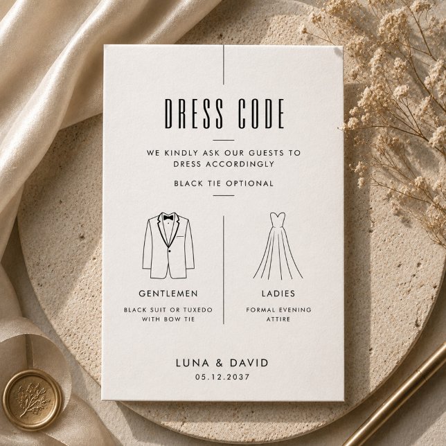 Modern Black Tie Optional Guest Attire Enclosure Card (Creator Uploaded)