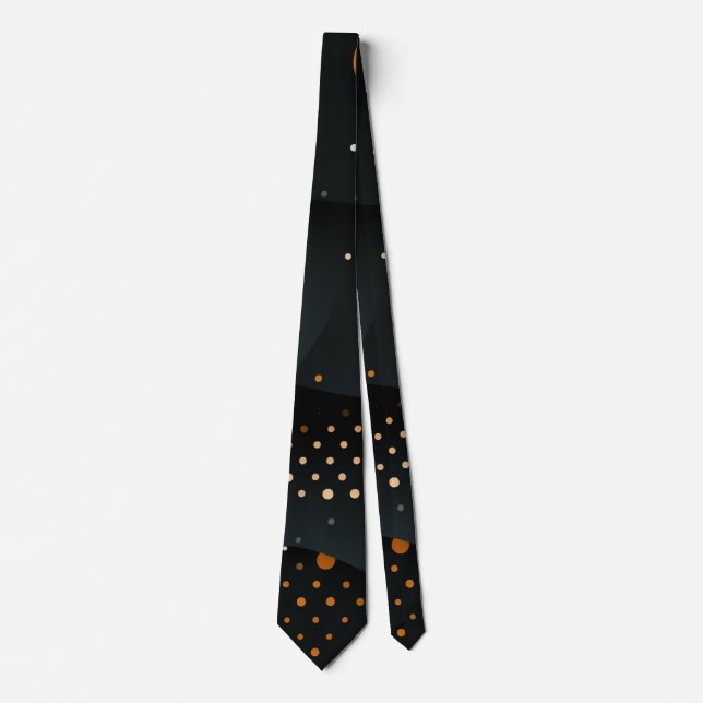 Modern Black Tie with Orange Dot Pattern (Front)