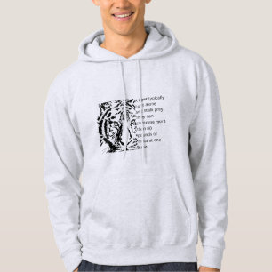 Modern black tiger graphic cool text men hoodie