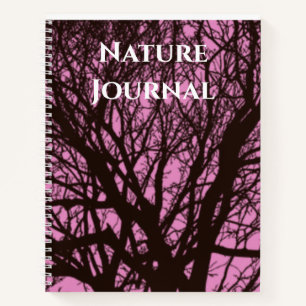 Modern Black Tree Pink Nature Journal Notebook