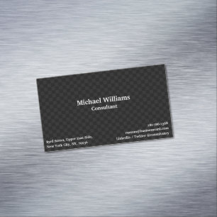 Modern Black Trendy Chequered Pattern Elegant Magnetic Business Card