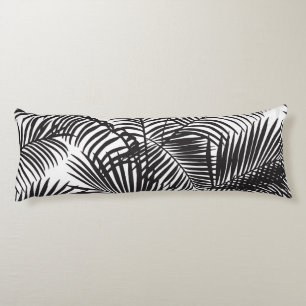 Modern black tropical palm trees pattern body cushion