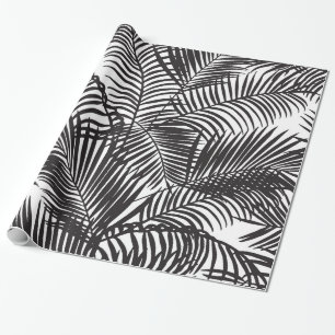 Modern black tropical palm trees pattern wrapping paper