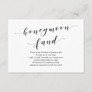 Modern black typeface, Wedding Honeymoon Fund wish Enclosure Card