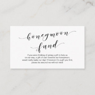 Modern black typeface, Wedding Honeymoon Fund wish Enclosure Card