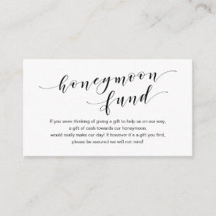 Modern black typeface, Wedding Honeymoon Fund Wish Enclosure Card
