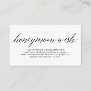 Modern black typeface, Wedding Honeymoon Wish Fund Enclosure Card