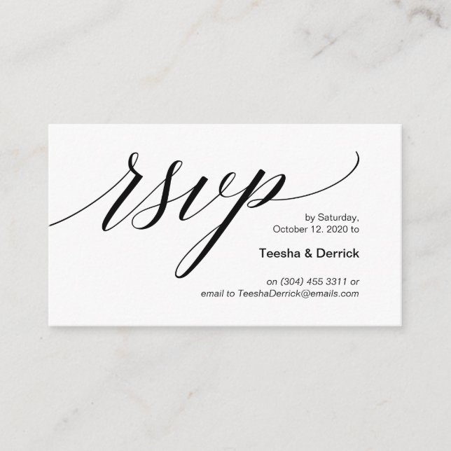 Modern black typeface, Wedding RSVP Enclosure Card (Front)