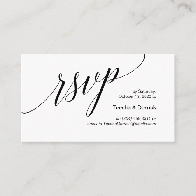 Modern black typeface, Wedding RSVP Enclosure Card (Front)