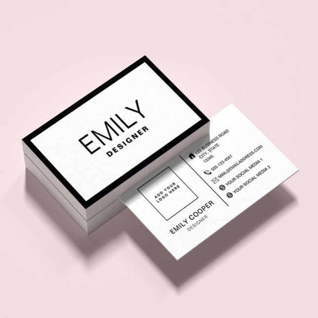 Modern Black Typography | Black Border Business Card (Creator Uploaded)