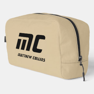 Modern Black Typography Cool Beige Simple Husband Dopp Kit
