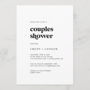 Modern Black Typography Couples Shower Invitation