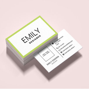 Modern Black Typography   Green Border Business Card
