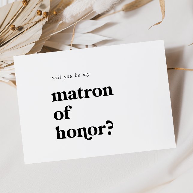 Modern Black Typography Matron of Honour Proposal Invitation (Creator Uploaded)