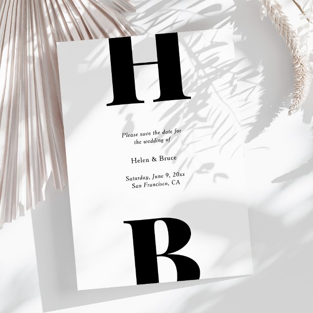 Modern Black Typography Monogram Wedding Save The Date (Creator Uploaded)
