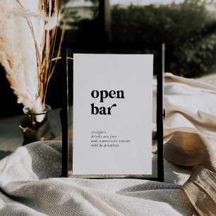 Modern Black Typography Open Bar Sign