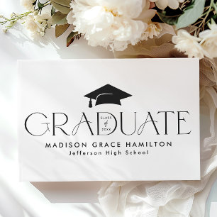 Modern Black Typography Photo Graduation Guest Book