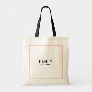 Modern Black Typography Pink Border Tote Bag