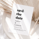 Modern Black Typography Save the Date<br><div class="desc">This modern black typography save the date is perfect for a simple wedding. The black and white minimalist design features a retro yet contemporary font with a unique rustic bohemian feel. Perfect for any season. Keep it minimal,  as is,  or add your own graphics and artwork.</div>