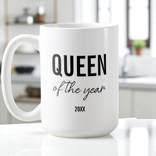 Modern Black Typography Simple Personalised Queen Coffee Mug