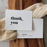 Modern Black Typography Thank You Card<br><div class="desc">This modern black typography thank you card is perfect for a simple wedding. The black and white minimalist design features a retro yet contemporary font with a unique rustic bohemian feel. Perfect for any season. Keep it minimal, as is, or add your own graphics and artwork. Personalise the back of...</div>