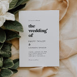 Modern Black Typography The Wedding Of Invitation<br><div class="desc">This modern black typography wedding invitation is perfect for a simple wedding. The black and white minimalist design features a retro yet contemporary font with a unique rustic bohemian feel. Perfect for any season. Keep it minimal,  as is,  or add your own graphics and artwork.</div>