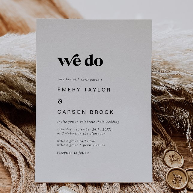 Modern Black Typography We Do Wedding Invitation (Creator Uploaded)