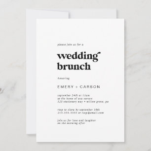 Modern Black Typography Wedding Brunch Invitation