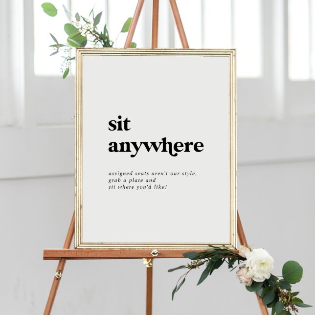 Modern Black Typography Wedding Sit Anywhere Poster (Creator Uploaded)