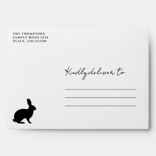 Modern Black Typography With Bunny Happy Easter Envelope