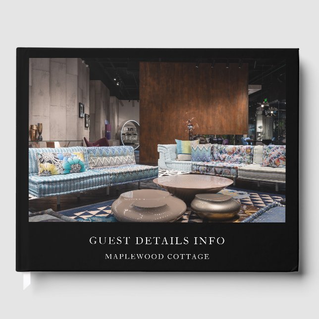 Modern Black Vacation Guest Feedback Book (Front)