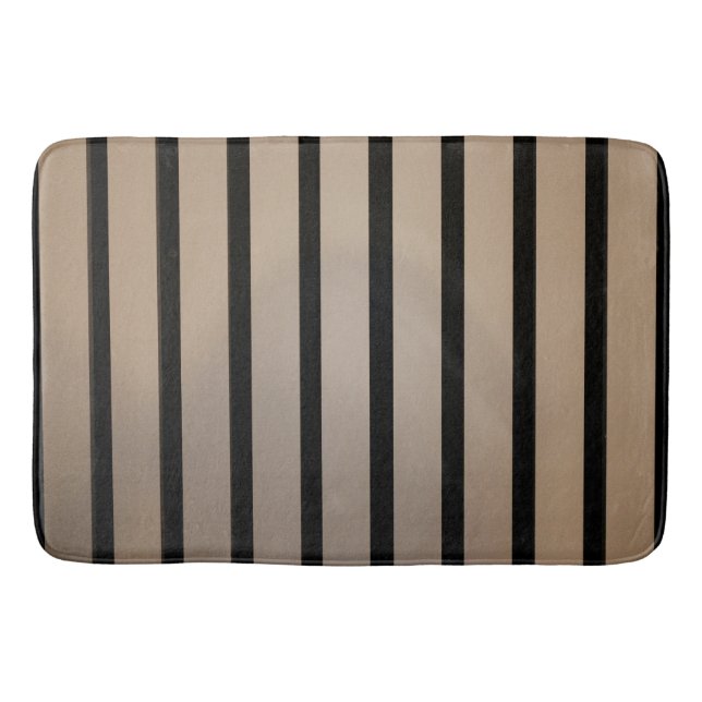 Modern Black Vertical Stripes Bath Mat (Front)
