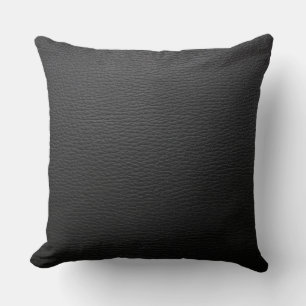Modern Black Vintage Leather Texture Print Cushion