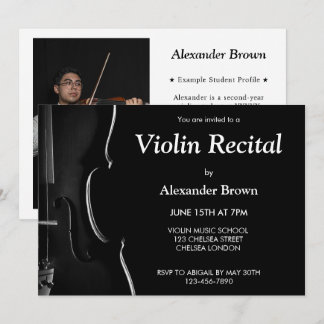 Modern Black Violin Recital Concert Music Invitation