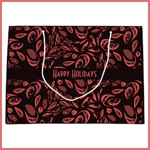 Modern Black, Warm Red Teardrop Pattern Large Gift Bag