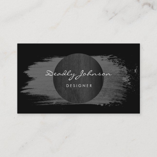 Modern Black Watercolor Abstract Elegant Cool Business Card (Front)