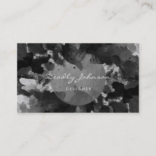 Modern Black Watercolor Abstract Elegant Cool Business Card