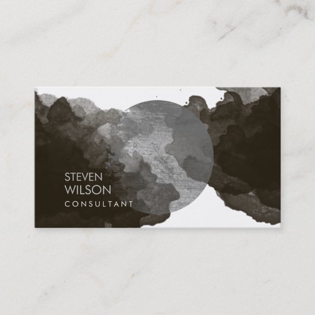 Modern Black Watercolor Elegant Artist Business Card (Front)