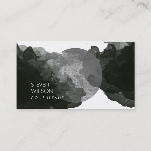 Modern Black Watercolor Elegant Artist Business Card (Front)