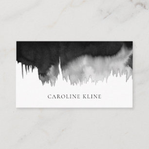 Modern Black Watercolor Ink Art Business Card