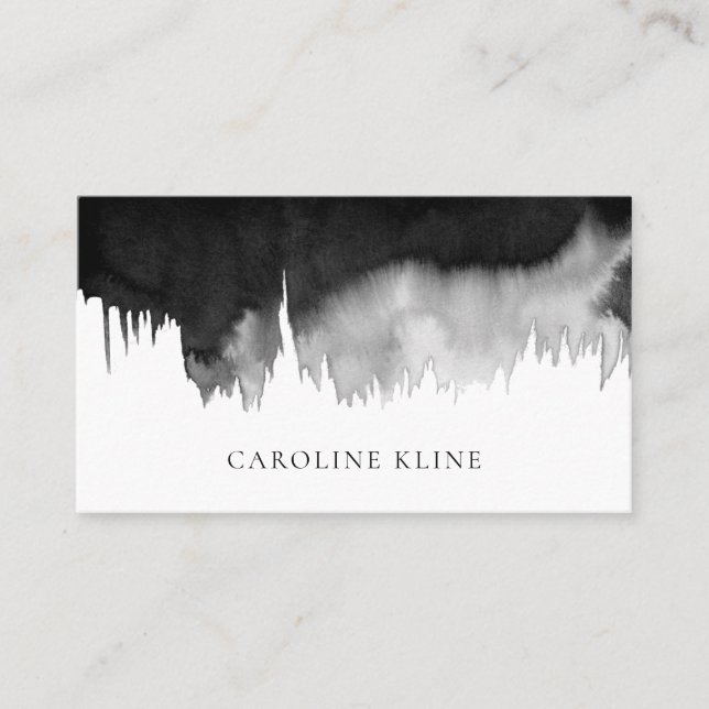 Modern Black Watercolor Ink Art  Business Card (Front)