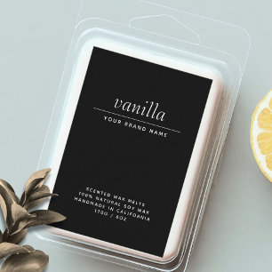 Modern black wax melts packaging label