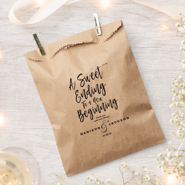 Modern Black Wedding a Sweet Ending Favour Bags (Clipped)