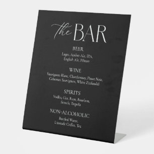 Modern Black Wedding Bar Menu Pedestal Sign