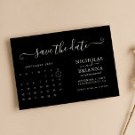 Modern Black Wedding Calendar Minimalist Save The Date<br><div class="desc">Modern Black Wedding Calendar Minimalist Save the Date. Easily personalise by replacing each info. Move the circle by clicking the link Customise further. Make sure to check the preview before adding to cart. (Photo by Jonathan Borba from Pexels)</div>